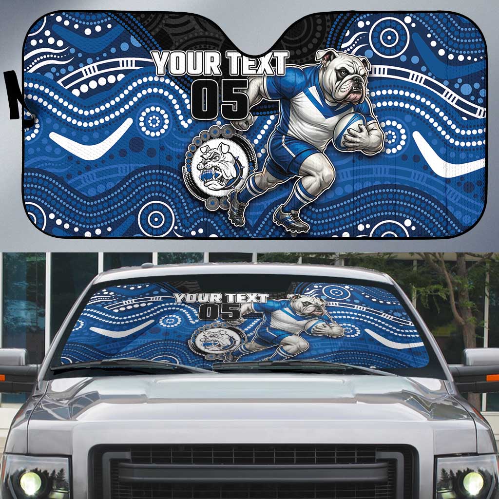 Custom Bulldogs Auto Sun Shade Dog Mascot With Aboriginal Indigenous