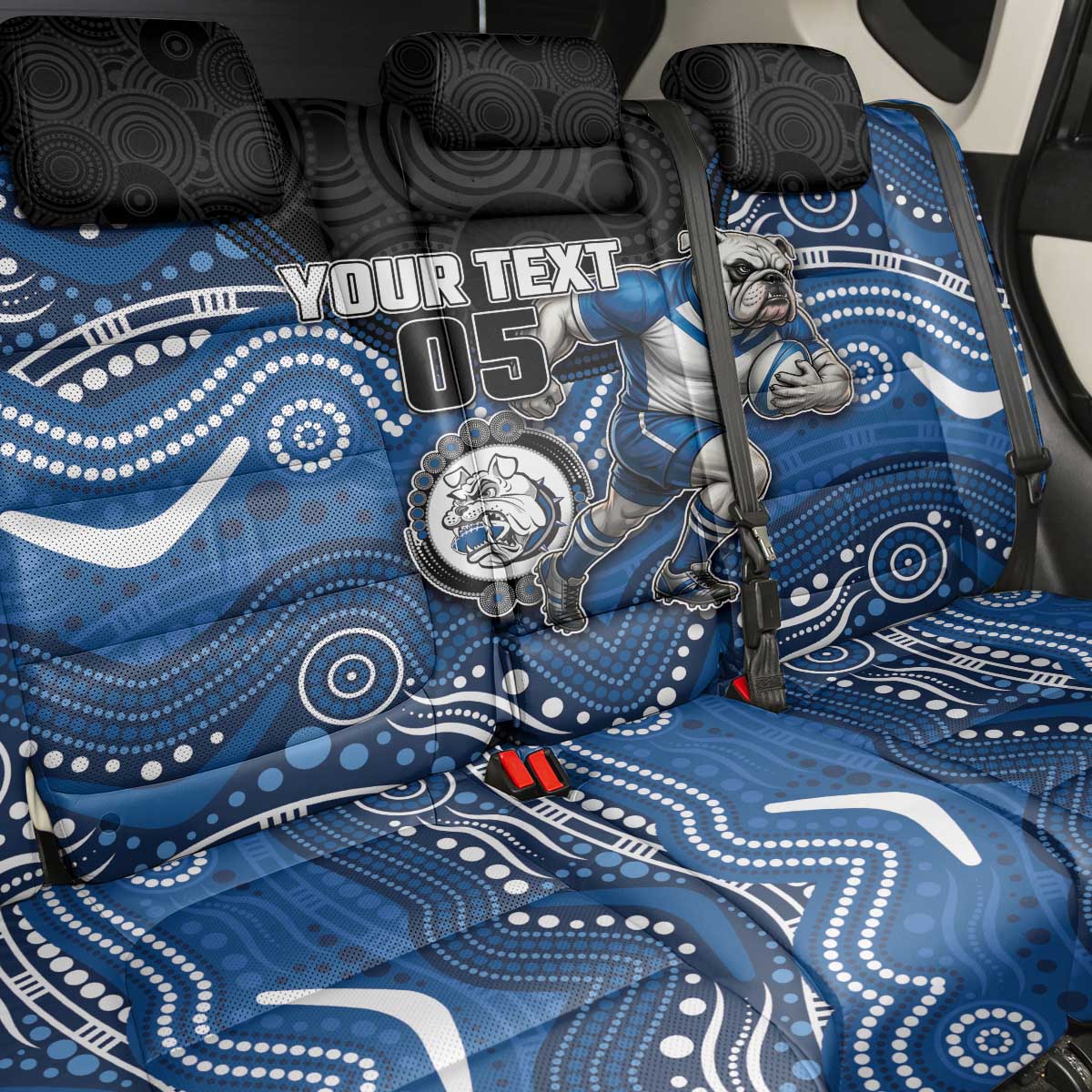 Custom Bulldogs Back Car Seat Cover Dog Mascot With Aboriginal Indigenous