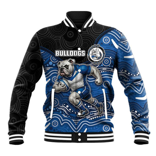 Custom Bulldogs Baseball Jacket Dog Mascot With Aboriginal Indigenous