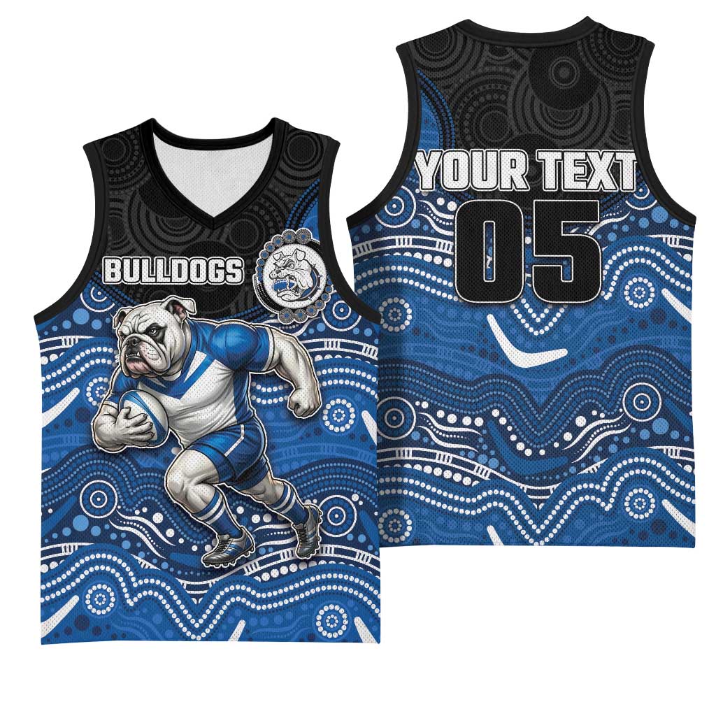 Custom Bulldogs Basketball Jersey Dog Mascot With Aboriginal Indigenous