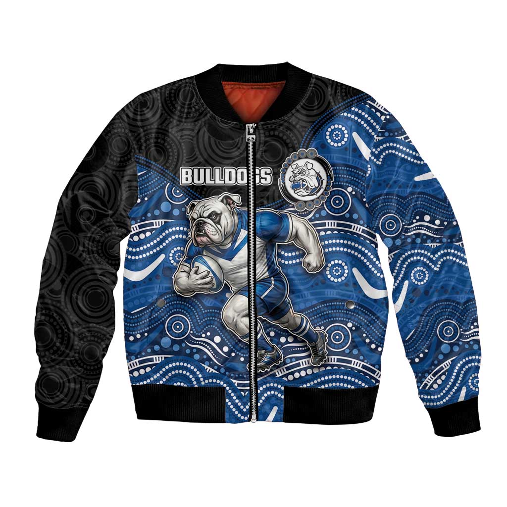 Custom Bulldogs Bomber Jacket Dog Mascot With Aboriginal Indigenous