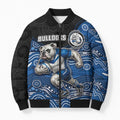 Custom Bulldogs Bomber Puffer Jacket Dog Mascot With Aboriginal Indigenous