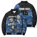 Custom Bulldogs Bomber Puffer Jacket Dog Mascot With Aboriginal Indigenous