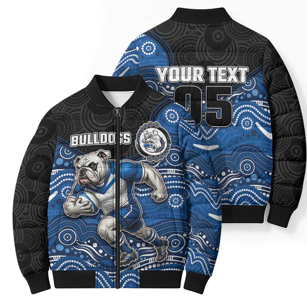 Custom Bulldogs Bomber Puffer Jacket Dog Mascot With Aboriginal Indigenous