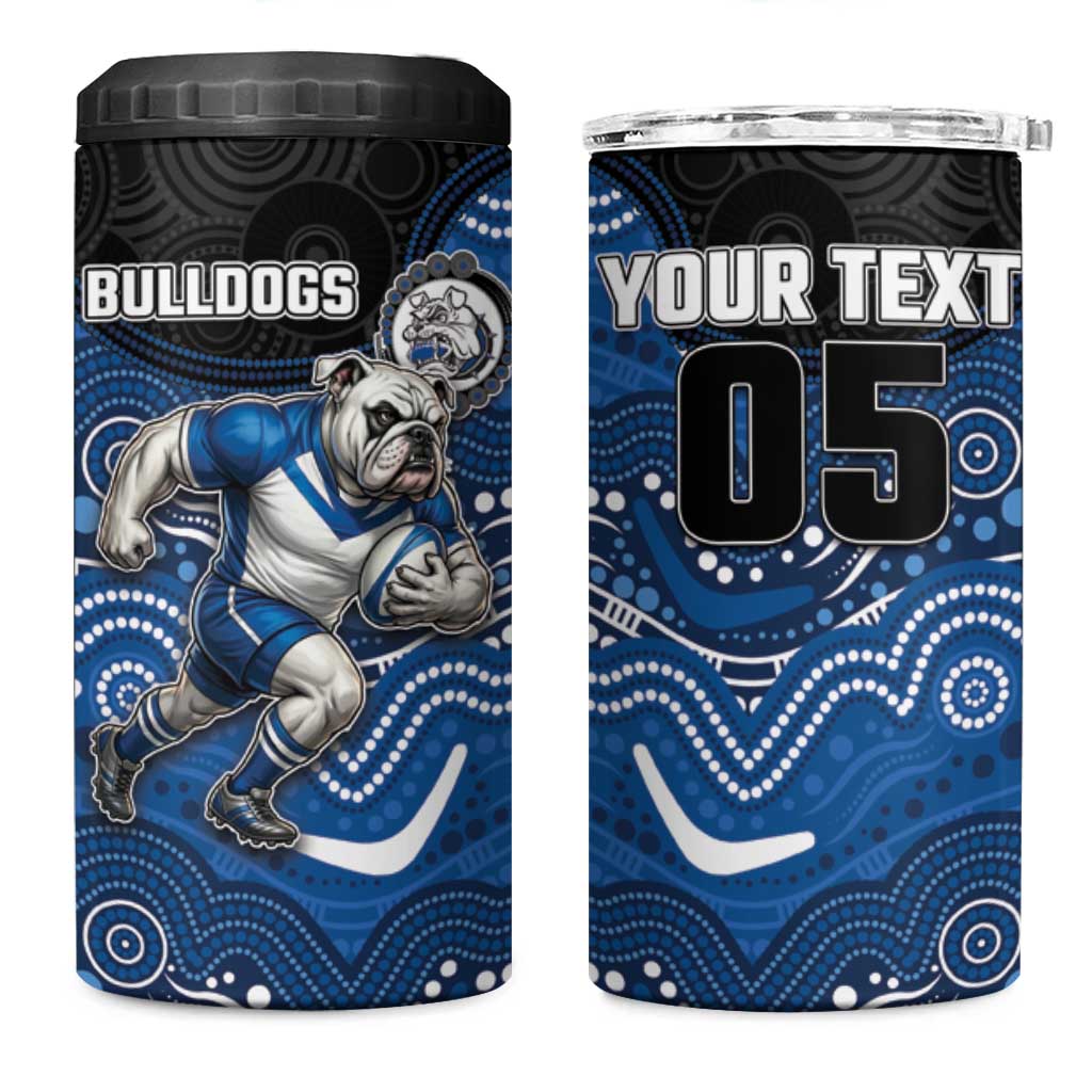 Custom Bulldogs 4 in 1 Can Cooler Tumbler Dog Mascot With Aboriginal Indigenous