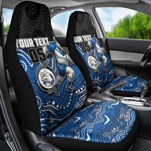 Custom Bulldogs Car Seat Cover Dog Mascot With Aboriginal Indigenous