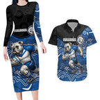 Custom Bulldogs Couples Matching Long Sleeve Bodycon Dress and Hawaiian Shirt Dog Mascot With Aboriginal Indigenous