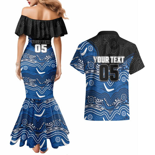 Custom Bulldogs Couples Matching Mermaid Dress and Hawaiian Shirt Dog Mascot With Aboriginal Indigenous
