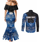 Custom Bulldogs Couples Matching Mermaid Dress and Long Sleeve Button Shirt Dog Mascot With Aboriginal Indigenous