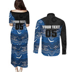 Custom Bulldogs Couples Matching Puletasi and Long Sleeve Button Shirt Dog Mascot With Aboriginal Indigenous