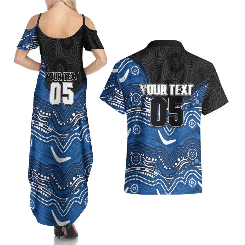 Custom Bulldogs Couples Matching Summer Maxi Dress and Hawaiian Shirt Dog Mascot With Aboriginal Indigenous