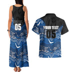 Custom Bulldogs Couples Matching Tank Maxi Dress and Hawaiian Shirt Dog Mascot With Aboriginal Indigenous