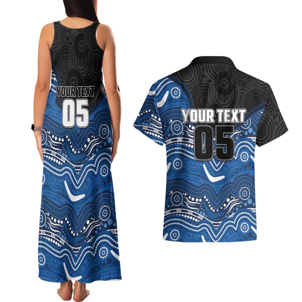 Custom Bulldogs Couples Matching Tank Maxi Dress and Hawaiian Shirt Dog Mascot With Aboriginal Indigenous