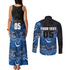 Custom Bulldogs Couples Matching Tank Maxi Dress and Long Sleeve Button Shirt Dog Mascot With Aboriginal Indigenous