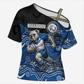 Custom Bulldogs Cross Shoulder Shirt Dog Mascot With Aboriginal Indigenous