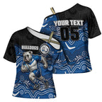 Custom Bulldogs Cross Shoulder Shirt Dog Mascot With Aboriginal Indigenous