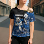 Custom Bulldogs Cross Shoulder Shirt Dog Mascot With Aboriginal Indigenous