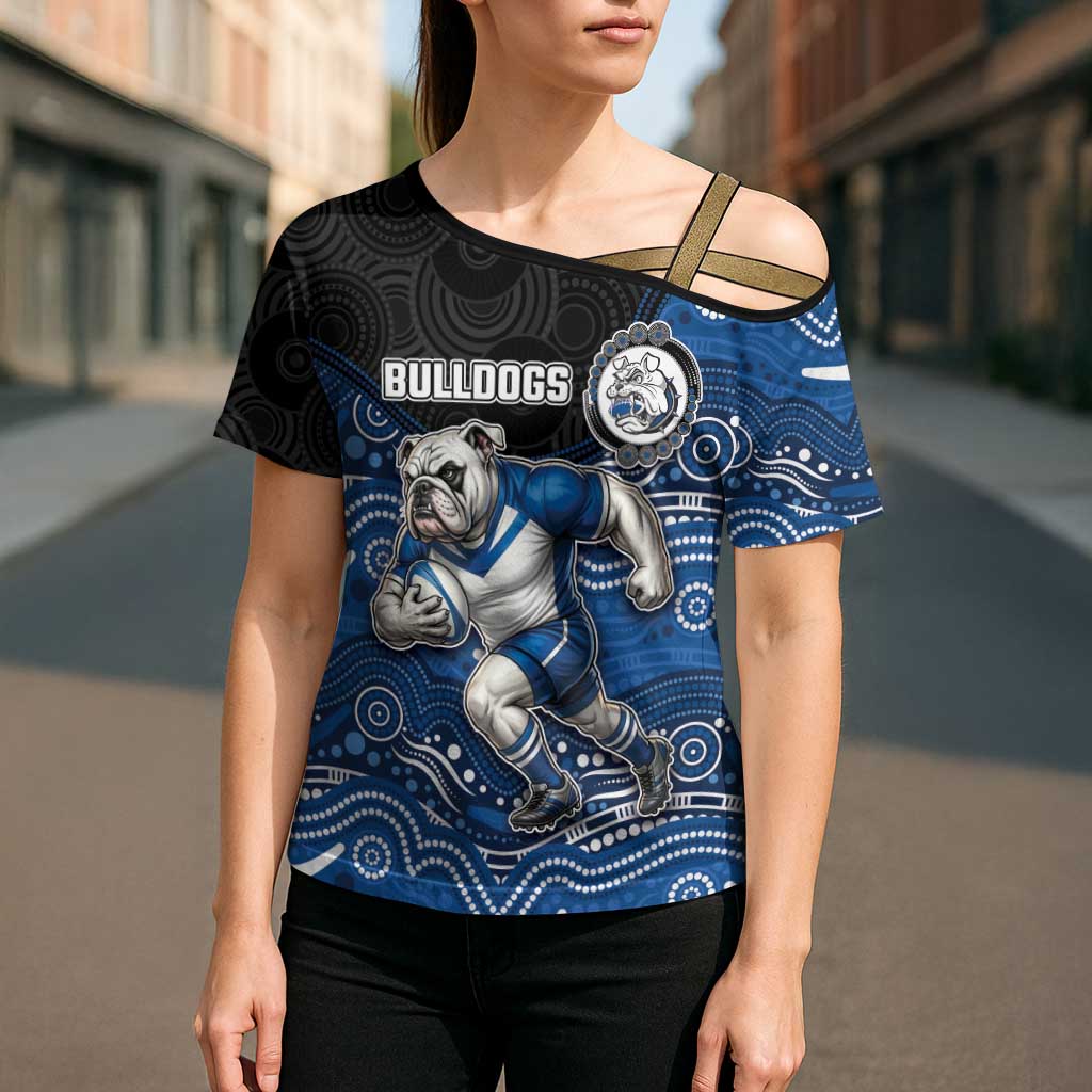 Custom Bulldogs Cross Shoulder Shirt Dog Mascot With Aboriginal Indigenous