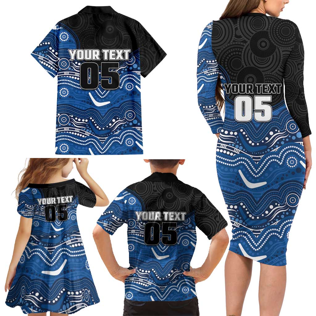 Custom Bulldogs Family Matching Long Sleeve Bodycon Dress and Hawaiian Shirt Dog Mascot With Aboriginal Indigenous