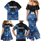 Custom Bulldogs Family Matching Mermaid Dress and Hawaiian Shirt Dog Mascot With Aboriginal Indigenous