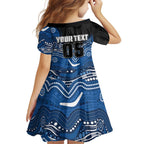 Custom Bulldogs Family Matching Off Shoulder Maxi Dress and Hawaiian Shirt Dog Mascot With Aboriginal Indigenous