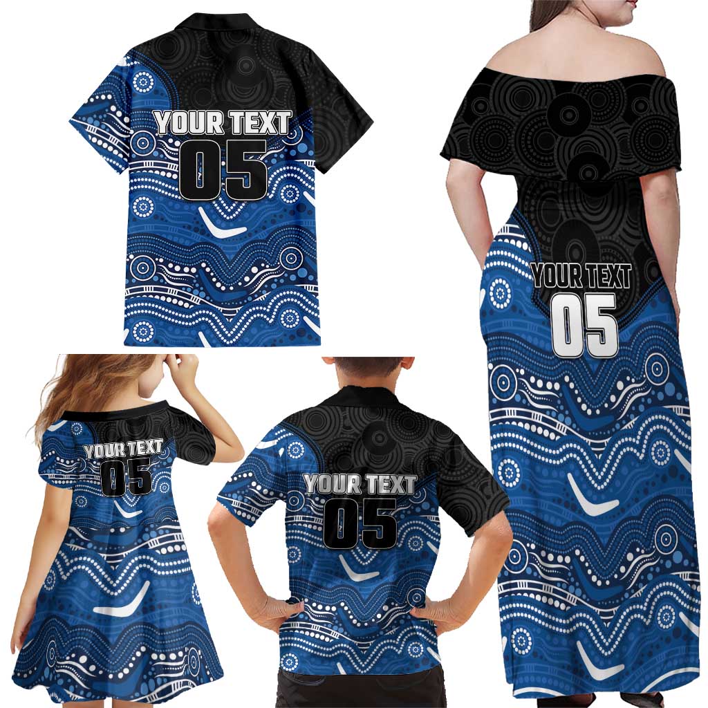 Custom Bulldogs Family Matching Off Shoulder Maxi Dress and Hawaiian Shirt Dog Mascot With Aboriginal Indigenous
