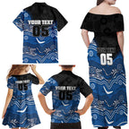 Custom Bulldogs Family Matching Off Shoulder Maxi Dress and Hawaiian Shirt Dog Mascot With Aboriginal Indigenous