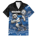 Custom Bulldogs Family Matching Off Shoulder Maxi Dress and Hawaiian Shirt Dog Mascot With Aboriginal Indigenous
