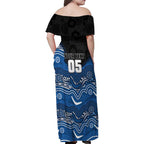 Custom Bulldogs Family Matching Off Shoulder Maxi Dress and Hawaiian Shirt Dog Mascot With Aboriginal Indigenous