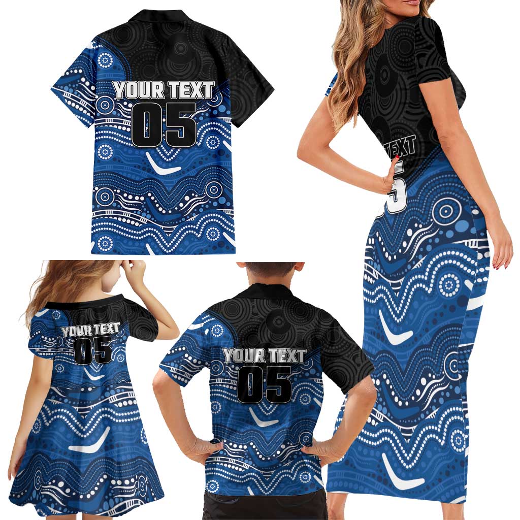 Custom Bulldogs Family Matching Short Sleeve Bodycon Dress and Hawaiian Shirt Dog Mascot With Aboriginal Indigenous