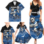 Custom Bulldogs Family Matching Summer Maxi Dress and Hawaiian Shirt Dog Mascot With Aboriginal Indigenous