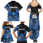 Custom Bulldogs Family Matching Summer Maxi Dress and Hawaiian Shirt Dog Mascot With Aboriginal Indigenous