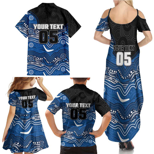 Custom Bulldogs Family Matching Summer Maxi Dress and Hawaiian Shirt Dog Mascot With Aboriginal Indigenous