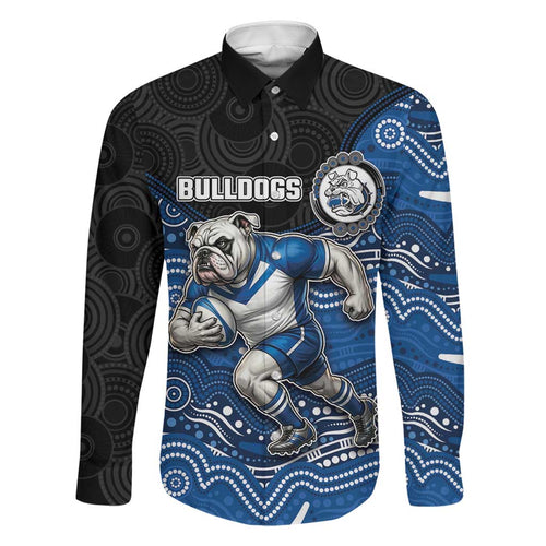 Custom Bulldogs Family Matching Summer Maxi Dress and Hawaiian Shirt Dog Mascot With Aboriginal Indigenous
