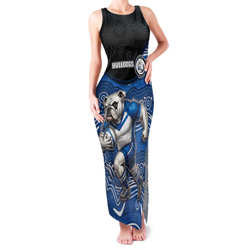 Custom Bulldogs Family Matching Tank Maxi Dress and Hawaiian Shirt Dog Mascot With Aboriginal Indigenous