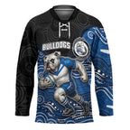 Custom Bulldogs Hockey Jersey Dog Mascot With Aboriginal Indigenous