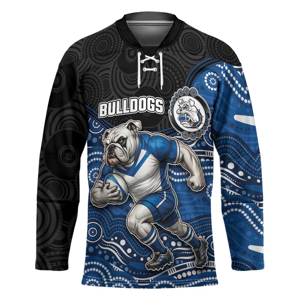 Custom Bulldogs Hockey Jersey Dog Mascot With Aboriginal Indigenous