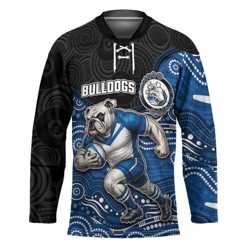 Custom Bulldogs Hockey Jersey Dog Mascot With Aboriginal Indigenous