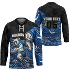 Custom Bulldogs Hockey Jersey Dog Mascot With Aboriginal Indigenous