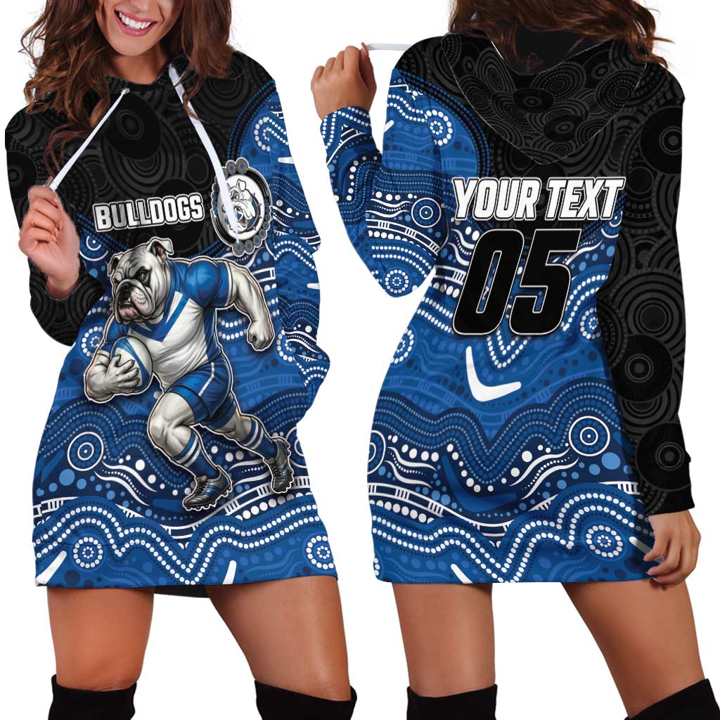 Custom Bulldogs Hoodie Dress Dog Mascot With Aboriginal Indigenous