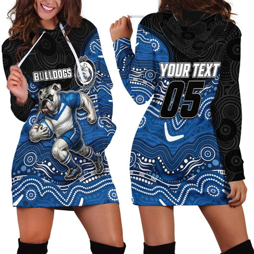 Custom Bulldogs Hoodie Dress Dog Mascot With Aboriginal Indigenous