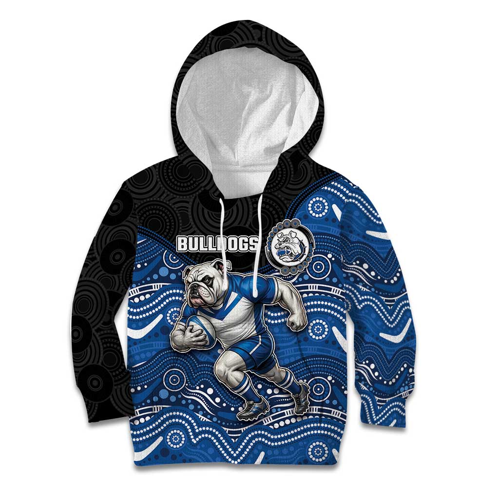 Custom Bulldogs Kid Hoodie Dog Mascot With Aboriginal Indigenous