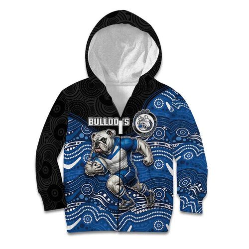 Custom Bulldogs Kid Hoodie Dog Mascot With Aboriginal Indigenous