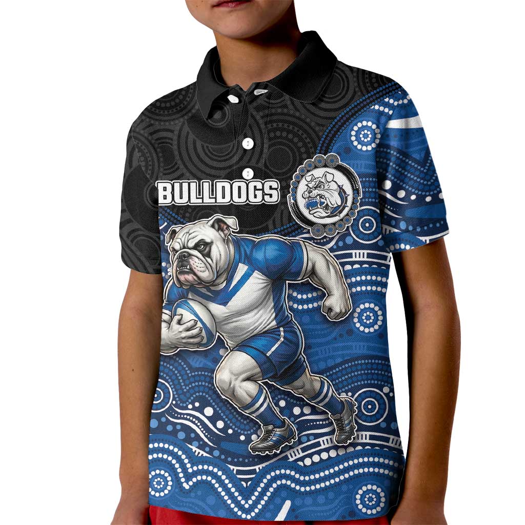 Custom Bulldogs Kid Polo Shirt Dog Mascot With Aboriginal Indigenous
