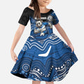Custom Bulldogs Kid Short Sleeve Dress Dog Mascot With Aboriginal Indigenous