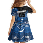 Custom Bulldogs Kid Short Sleeve Dress Dog Mascot With Aboriginal Indigenous