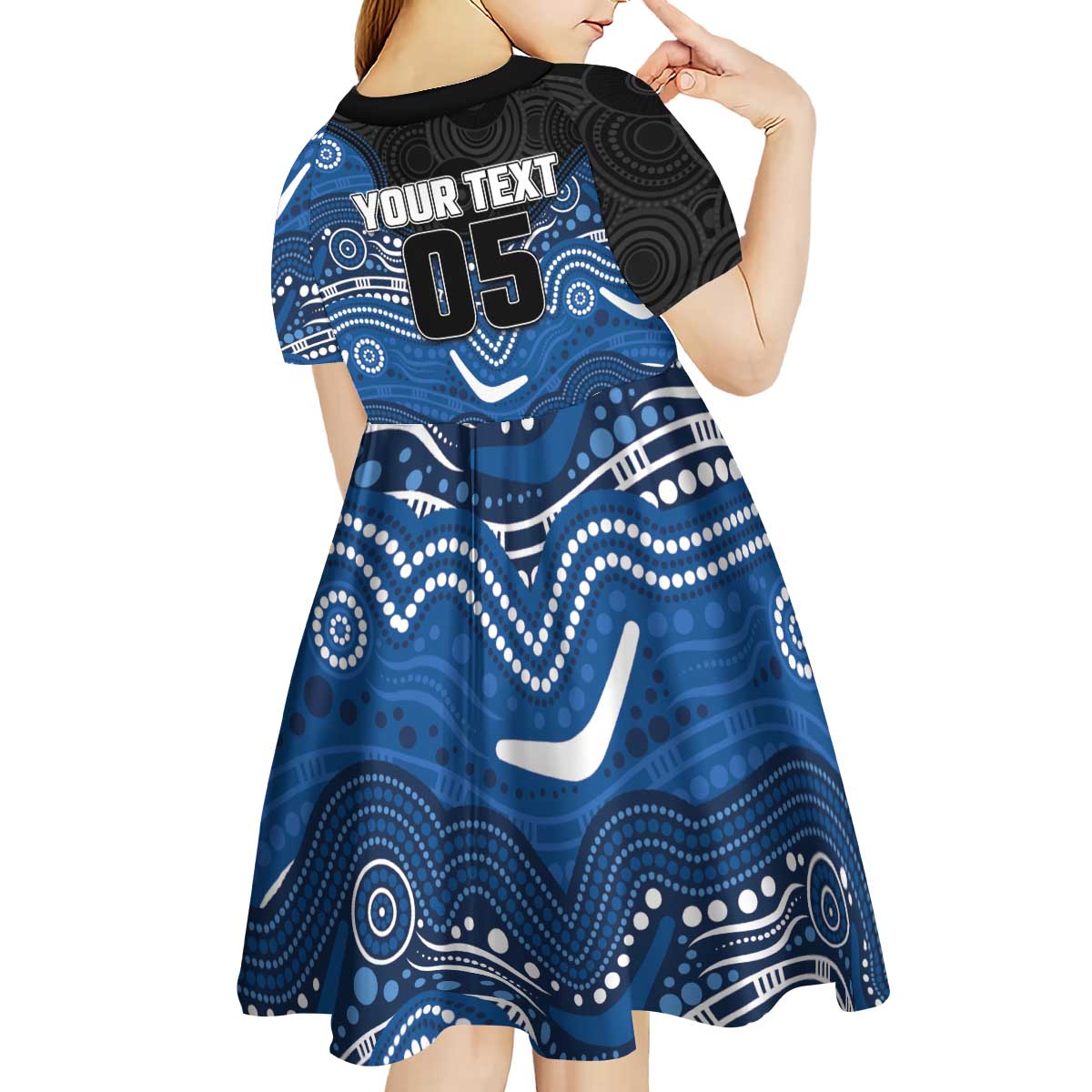 Custom Bulldogs Kid Short Sleeve Dress Dog Mascot With Aboriginal Indigenous