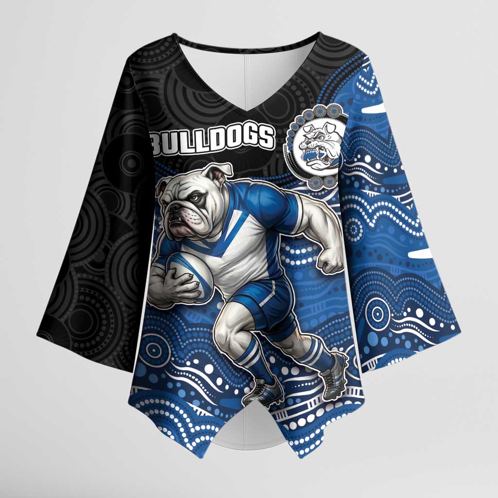 Custom Bulldogs Kimono Sleeve Blouse Dog Mascot With Aboriginal Indigenous