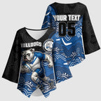 Custom Bulldogs Kimono Sleeve Blouse Dog Mascot With Aboriginal Indigenous