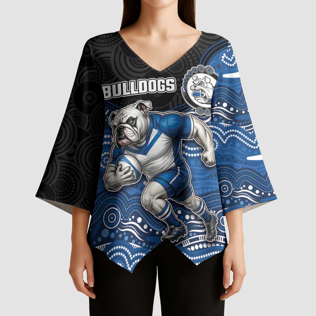 Custom Bulldogs Kimono Sleeve Blouse Dog Mascot With Aboriginal Indigenous